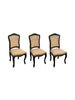 Set of 3 Italian Carved Walnut Side Chair With a Cane Back and Fabric Seat - 5051