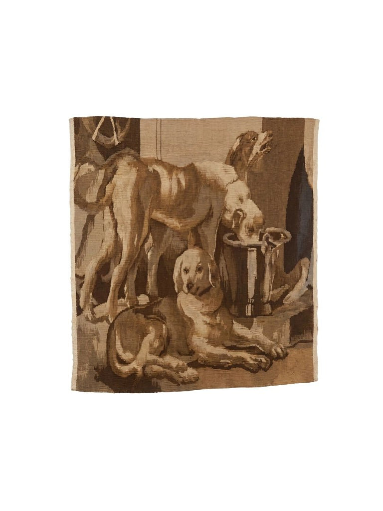 Wool Tapestry Fragment Featuring Three Dogs at Rest. Right Facing - T10168