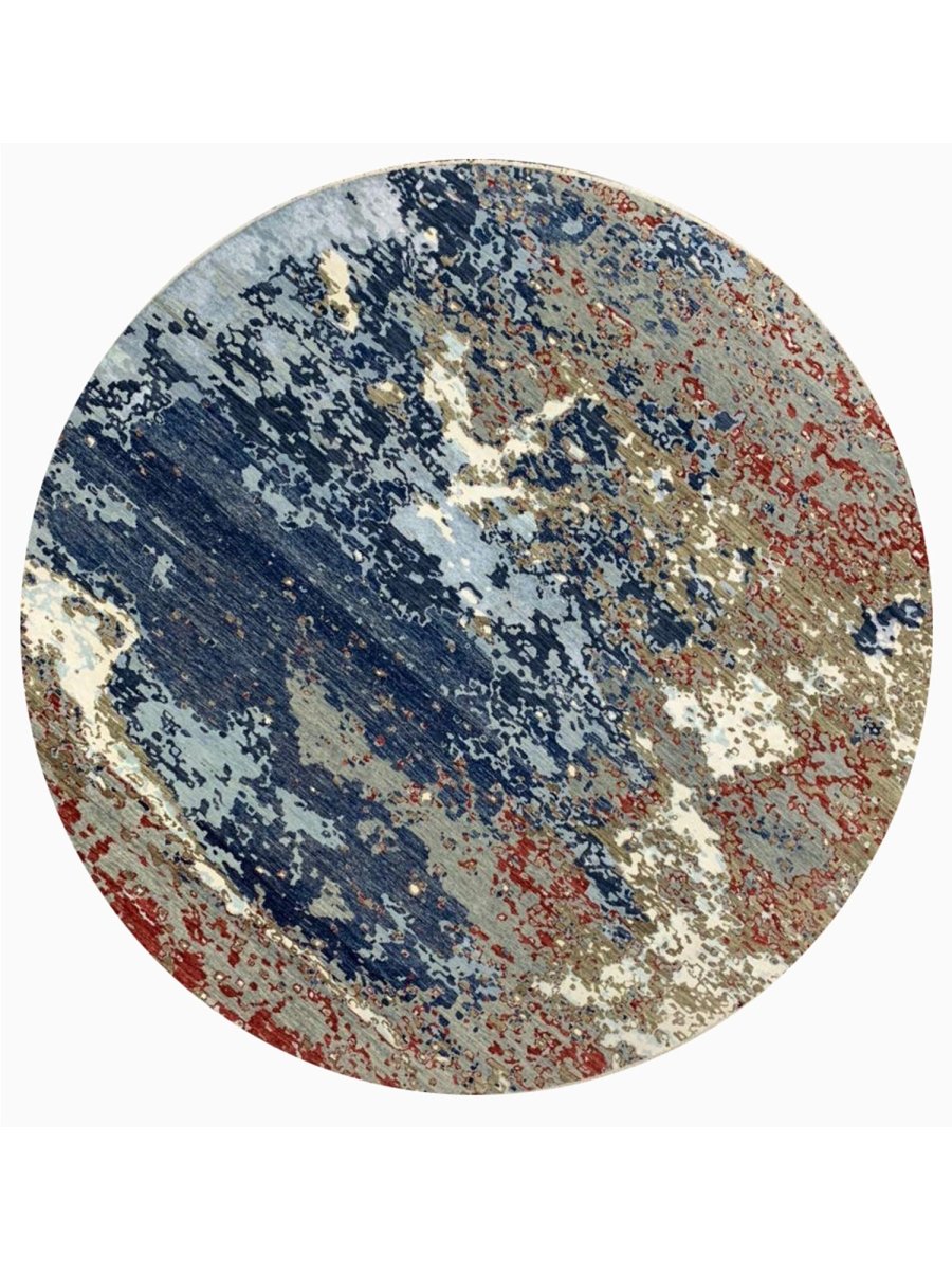10x10 Round Modern Abstract Area Rug | RenCollection Rugs