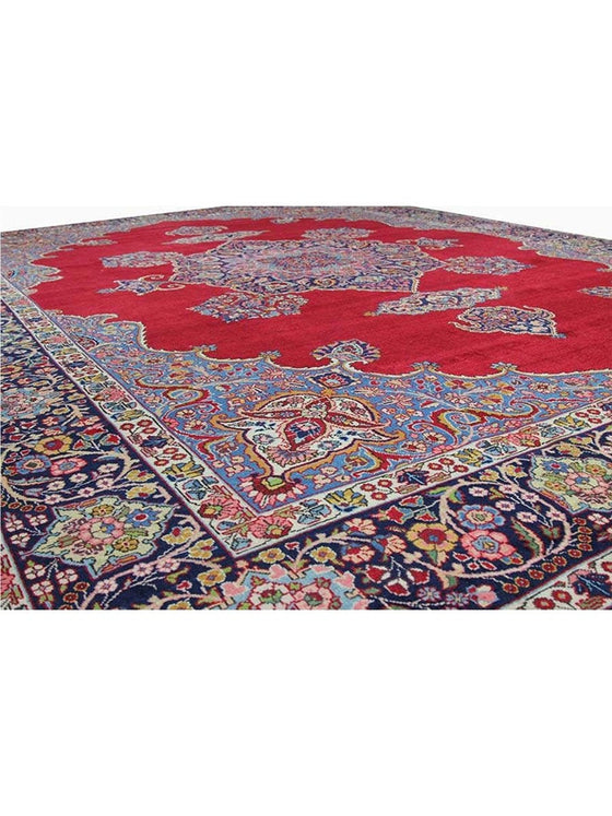 Old Persian Tabriz Area Rug - 9.7x12.7 - Red/Navy - 110545.