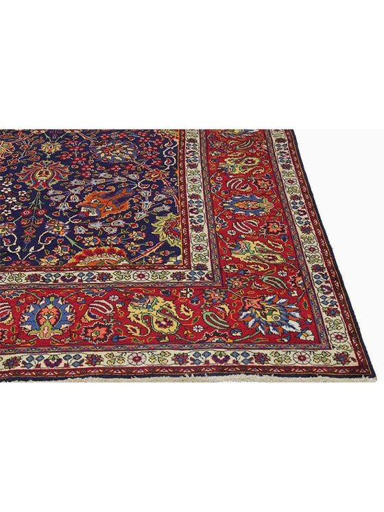 Old Persian Tabriz Area Rug - 9.10x13.2 - Navy/Red - 110571.