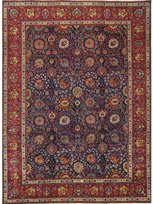  Old Persian Tabriz Area Rug - 9.10x13.2 - Navy/Red - 110571.