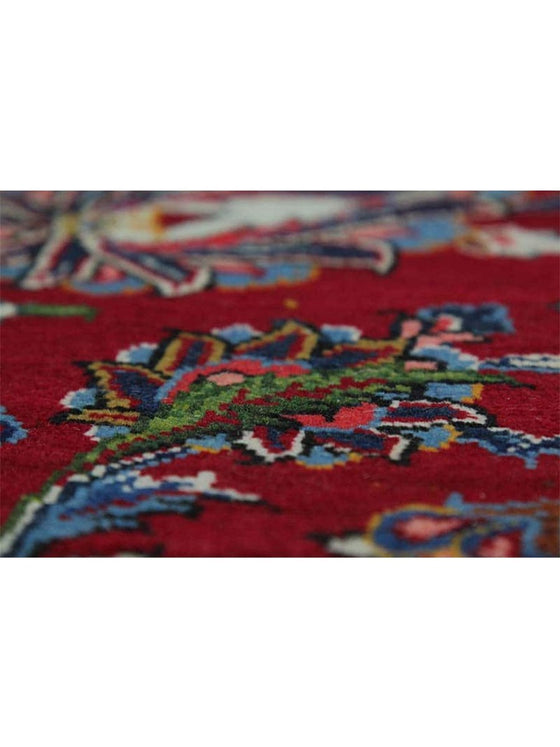 Old Persian Kashan Area Rug - 9.11x15.0 - Red Navy - 110422.