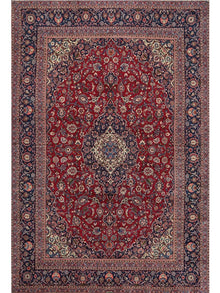  Old Persian Kashan Area Rug - 9.11x15.0 - Red Navy - 110422.