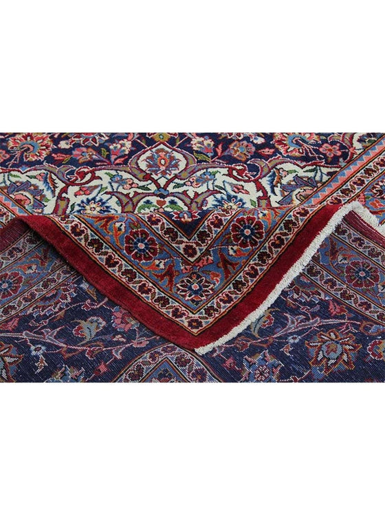 Old Persian Kashan Area Rug - 9.11x15.0 - Red Navy - 110422.