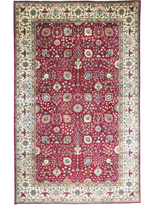  Old Persian Tabriz Area Rug - 9.9x15.9 - Red - Ivory 110413.