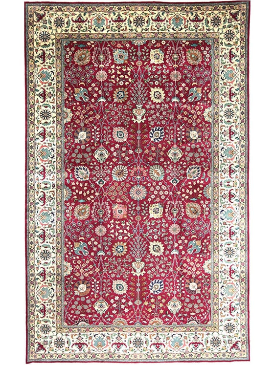 Old Persian Tabriz Area Rug - 9.9x15.9 - Red - Ivory 110413.