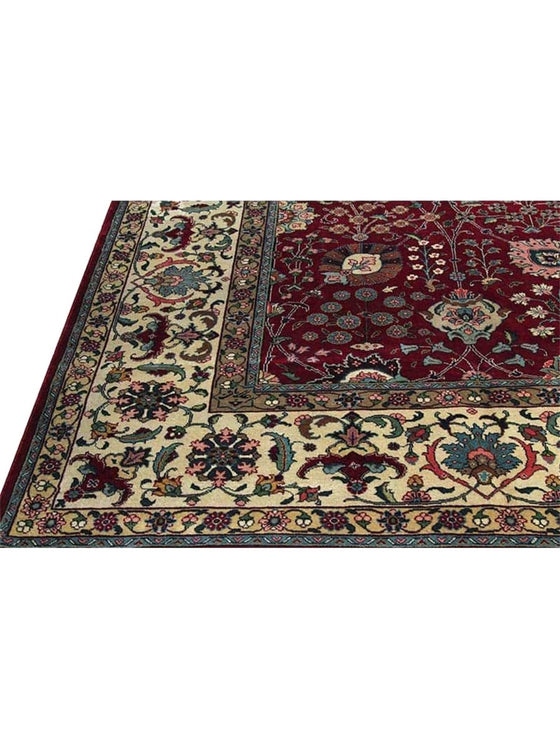 Old Persian Tabriz Area Rug - 9.9x15.9 - Red - Ivory 110413.