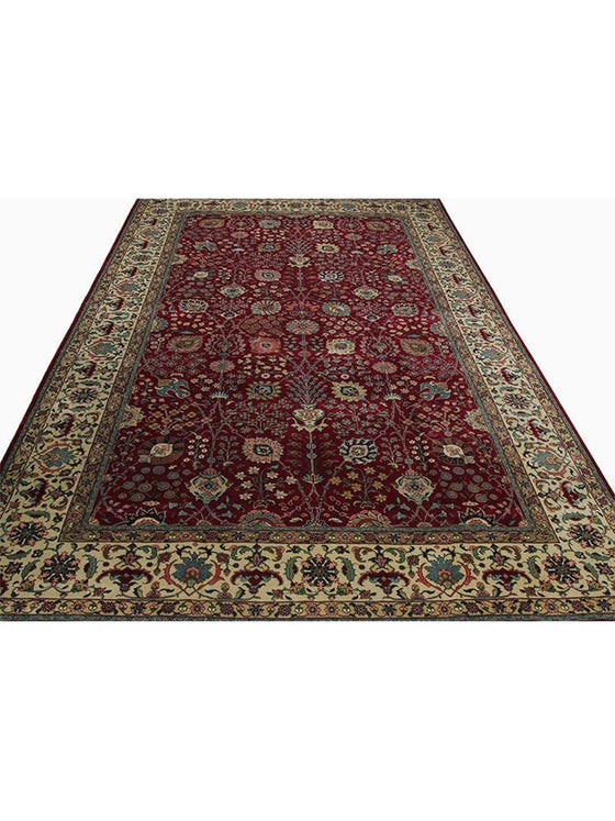 Old Persian Tabriz Area Rug - 9.9x15.9 - Red - Ivory 110413.