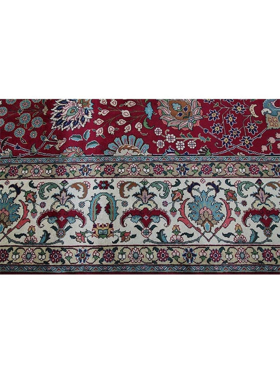 Old Persian Tabriz Area Rug - 9.9x15.9 - Red - Ivory 110413.