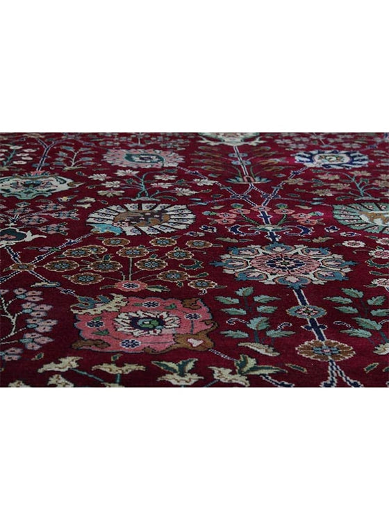 Old Persian Tabriz Area Rug - 9.9x15.9 - Red - Ivory 110413.