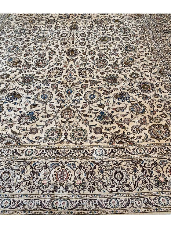 11x14 Antique Persian Kashan Area Rug - 108244.