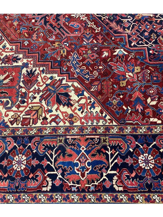 11x18 Antique Persian Heriz Area Rug - 110407.