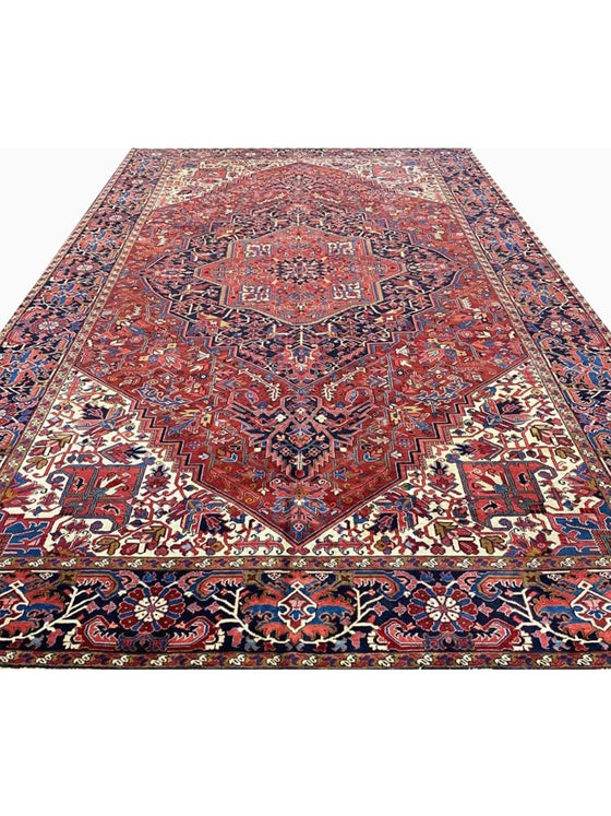 11x18 Antique Persian Heriz Area Rug - 110407.