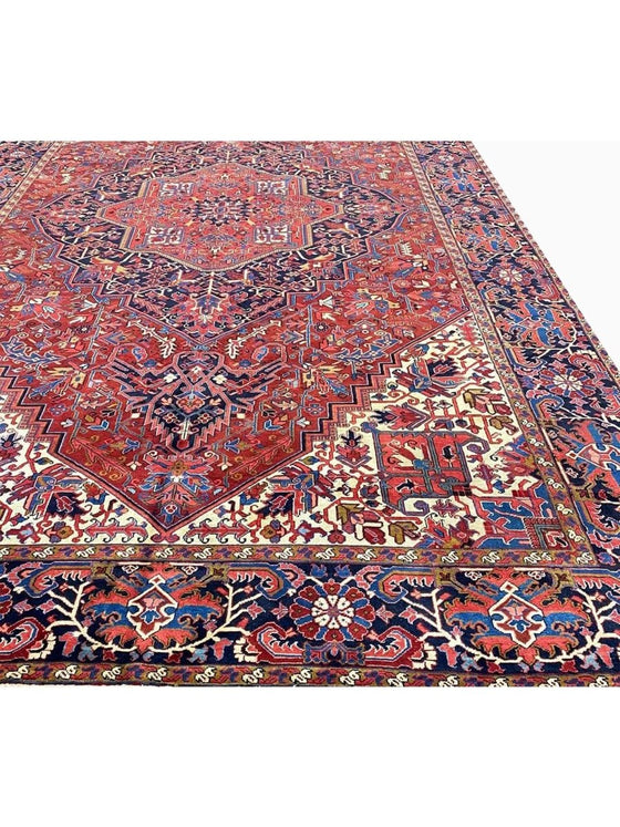 11x18 Antique Persian Heriz Area Rug - 110407.