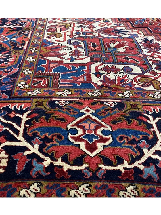 11x18 Antique Persian Heriz Area Rug - 110407.