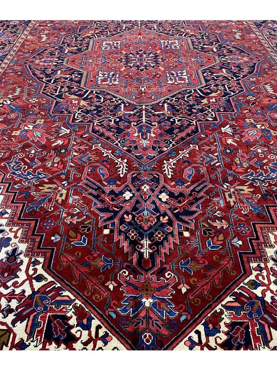 11x18 Antique Persian Heriz Area Rug - 110407.