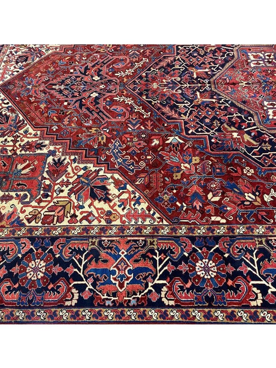 11x18 Antique Persian Heriz Area Rug - 110407.