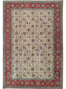  Old Persian Tabriz Area Rug - 12.0x17.9 - Ivory Red - 110284.