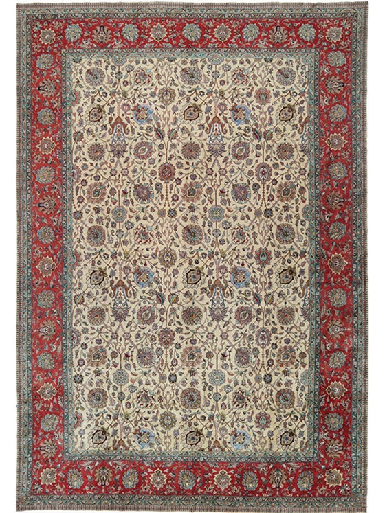 Old Persian Tabriz Area Rug - 12.0x17.9 - Ivory Red - 110284.