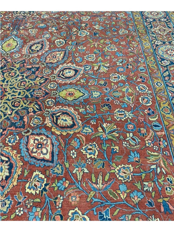 13x19 Antique Persian Tabriz Area Rug - 109056.