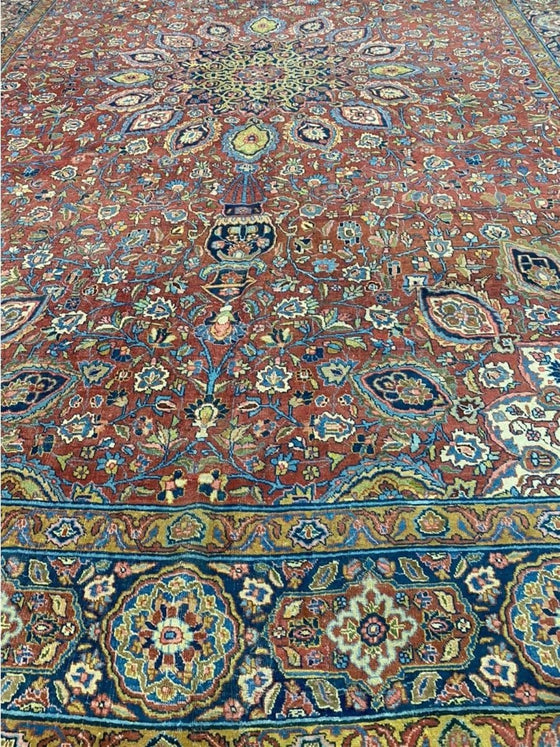 13x19 Antique Persian Tabriz Area Rug - 109056.