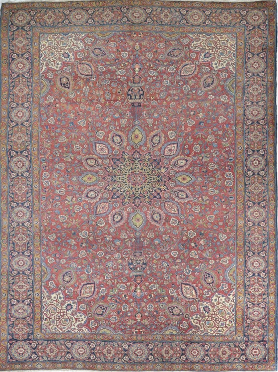 13x19 Antique Persian Tabriz Area Rug - 109056.