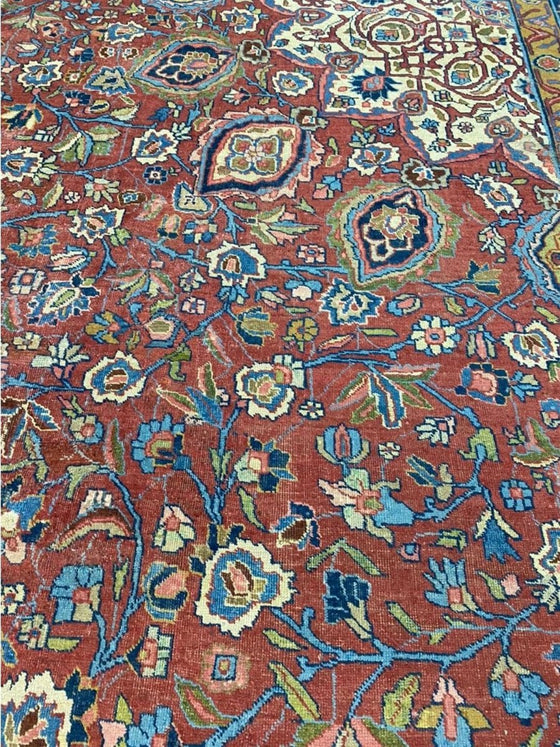 13x19 Antique Persian Tabriz Area Rug - 109056.