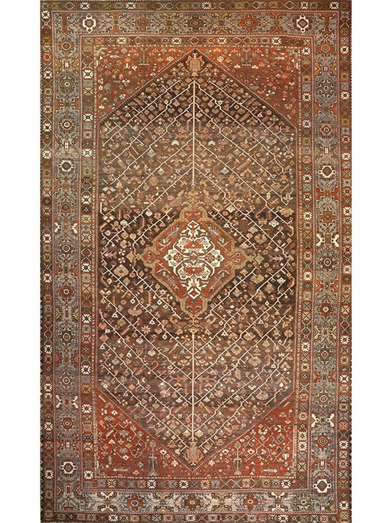 13x23 Antique Persian Bakhtiari Area Rug - 108704.
