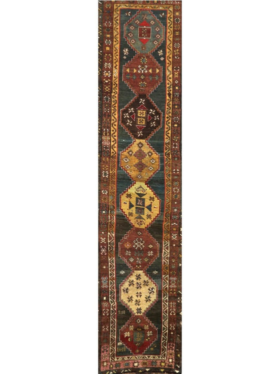3x13 Antique Persian Kordish Runner - 109075.
