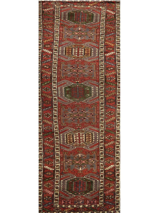 Old Persian Heriz  Area Rug - 3.4x14.0 - Rust - 110592.