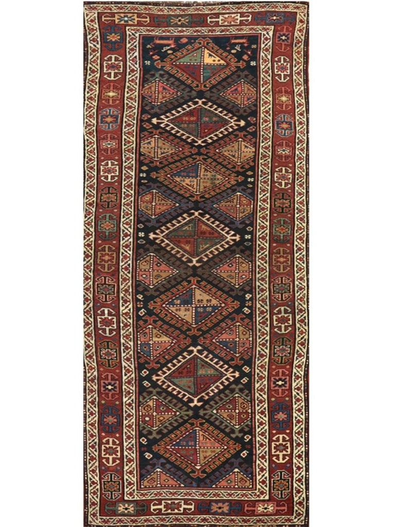 4'1" x 12'8" Antique Russian Kazak Runner - 109076.