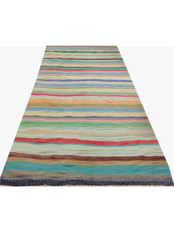 4'2 x 13'8 Old Persian Kilim Area Rug - 110671.