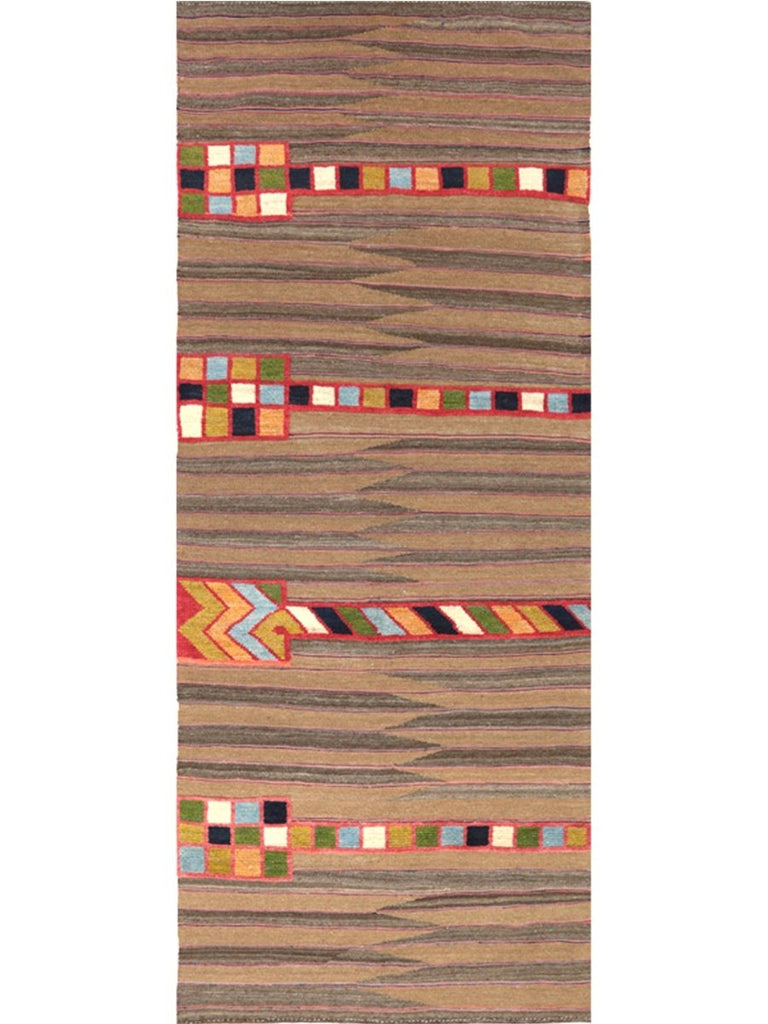 Persian Kilim Area Rug - 3.11x9.10 - Brown - Multi - 109420.