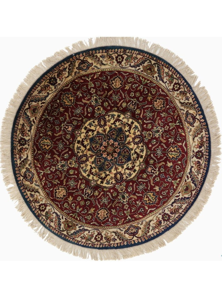 4x4 Round Indian Mughal Area Rug - 106129.