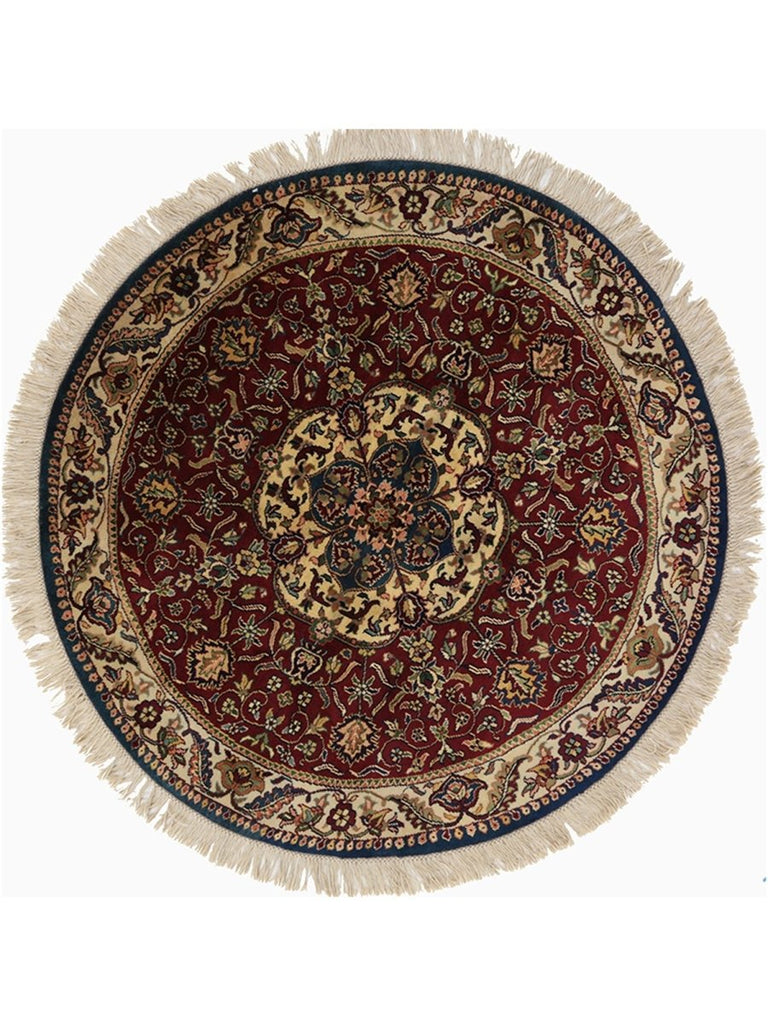 4x4 Round Indian Mughal Area Rug - 106130.