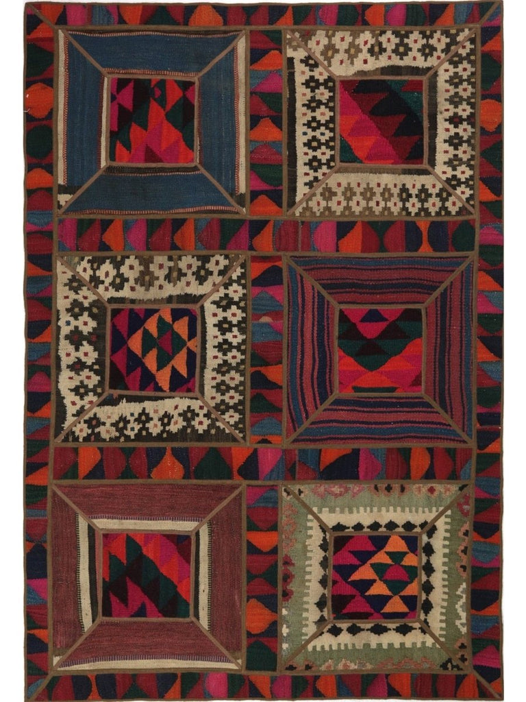 4x7 Patchwork Kilim Area Rug - 109411.