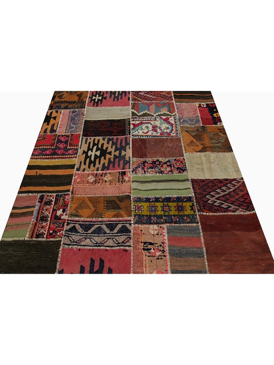 Persian Patchwork Area Rug - 5.2x6.0 - Multi - 109220.