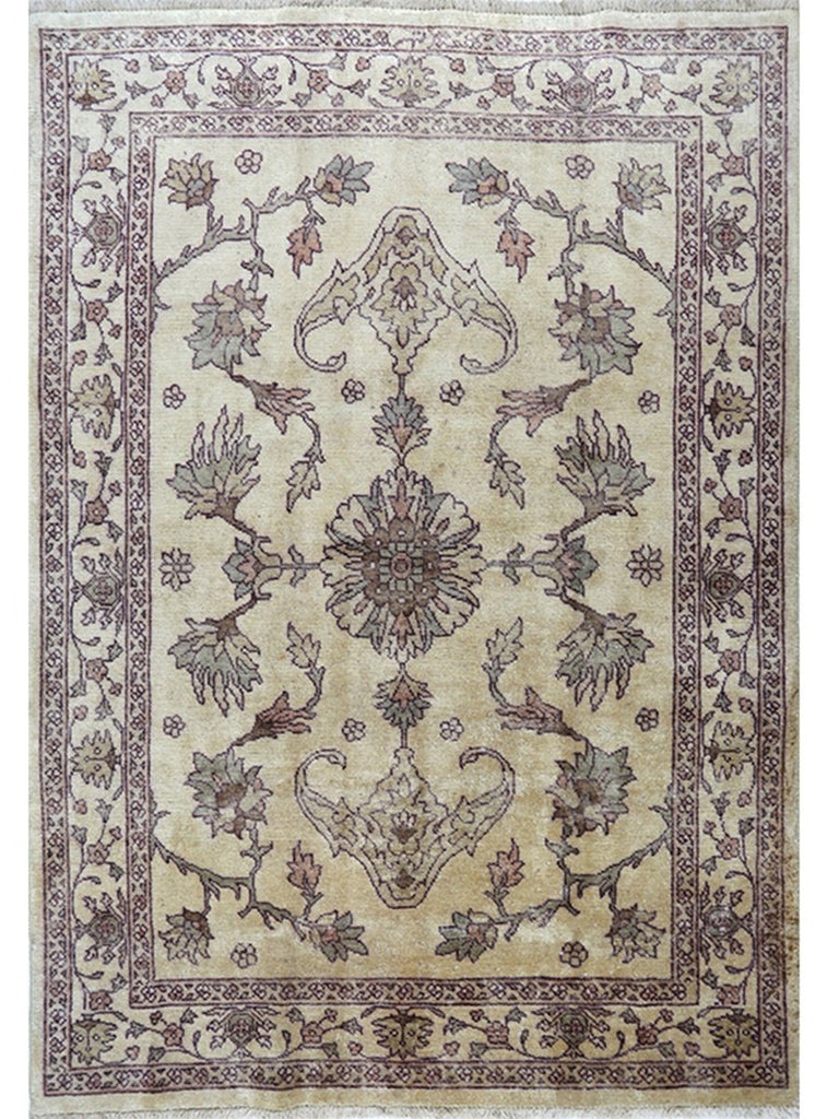 Old Persian Tabriz Area Rug - 5.1x7.4 - Beige - 110576.