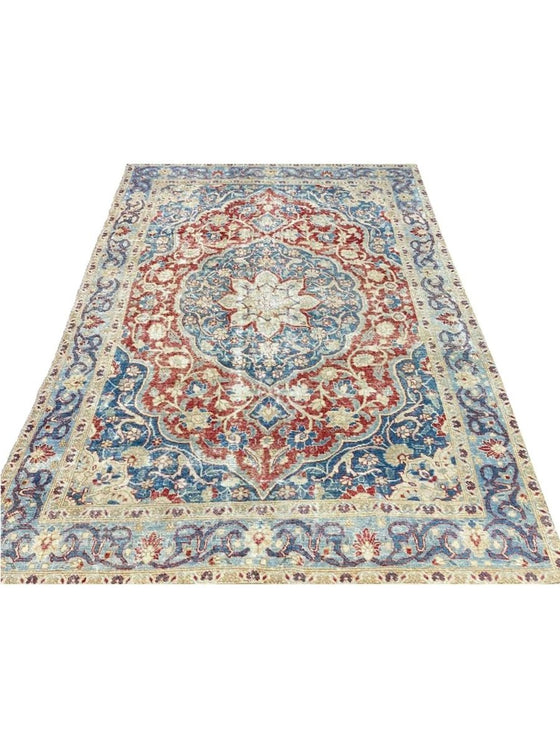 6x10 Antique Persian Tabriz Area Rug - 101096.