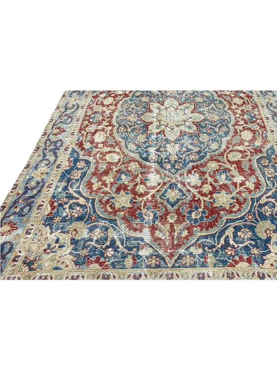 6x10 Antique Persian Tabriz Area Rug - 101096.