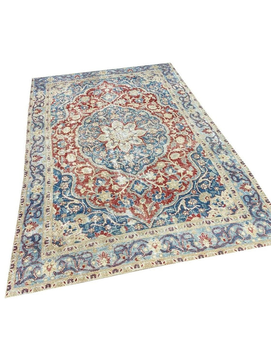 6x10 Antique Persian Tabriz Area Rug - 101096.