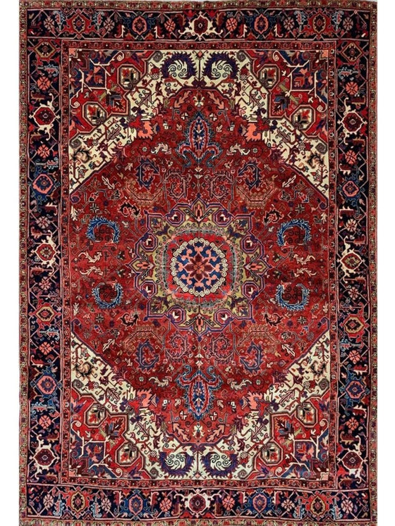 7x10 Old Persian Heriz Area Rug – 110312.