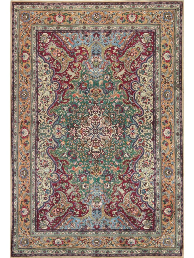 7x10 Old Persian Tabriz Masterpiece Rug -110310.
