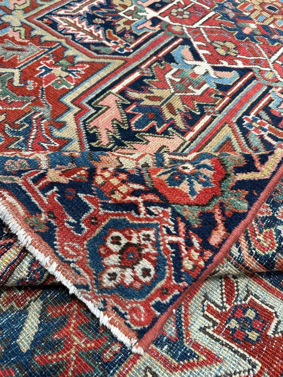 7x11 Antique Persian Heriz Area Rug - 100642.