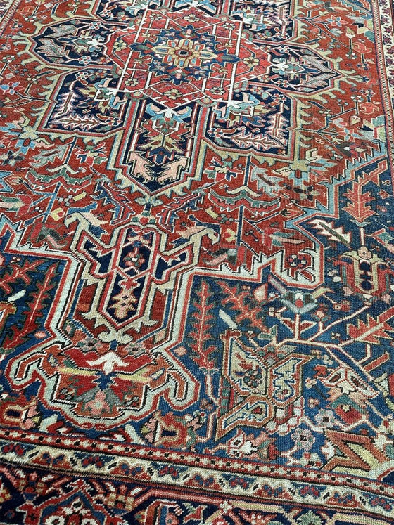 7x11 Antique Persian Heriz Area Rug - 100642.