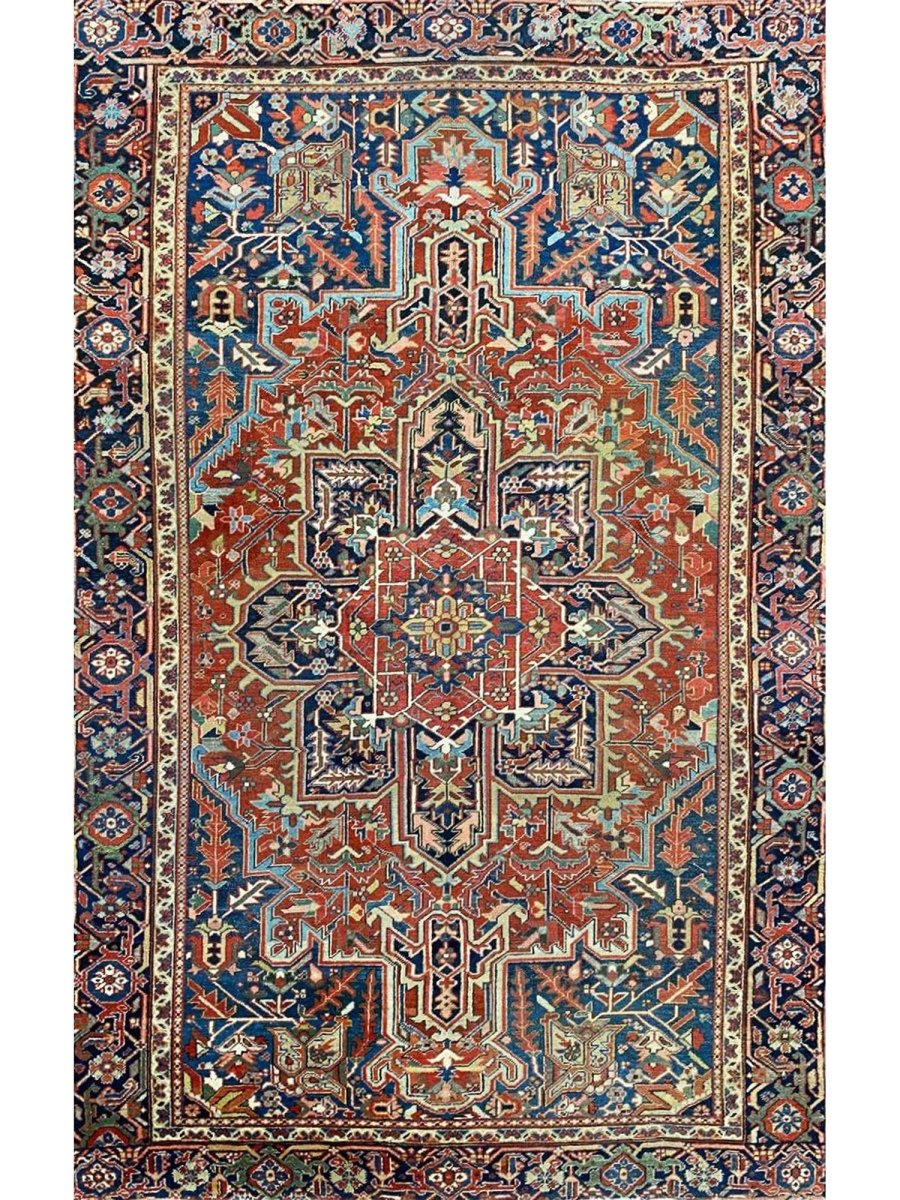 7x11 Antique Persian Heriz Area Rug - 100642