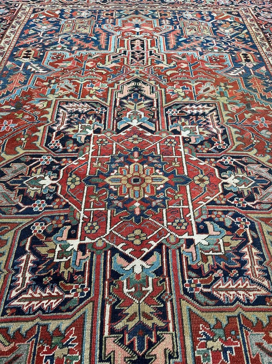 7x11 Antique Persian Heriz Area Rug - 100642.