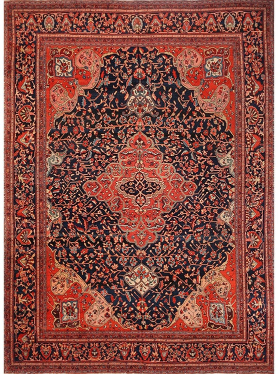 8'10" x 12'0" Antique Persian Farahan Area Rug - 107371.