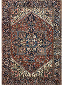  8x11 Antique Persian Heriz Area Rug -109057.